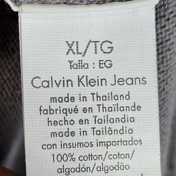 Men's Gray Calvin Klein Jeans Sweatshirt Ribbed Cotton Half-Zip Long Sleeve XL - Picture 8 of 12
